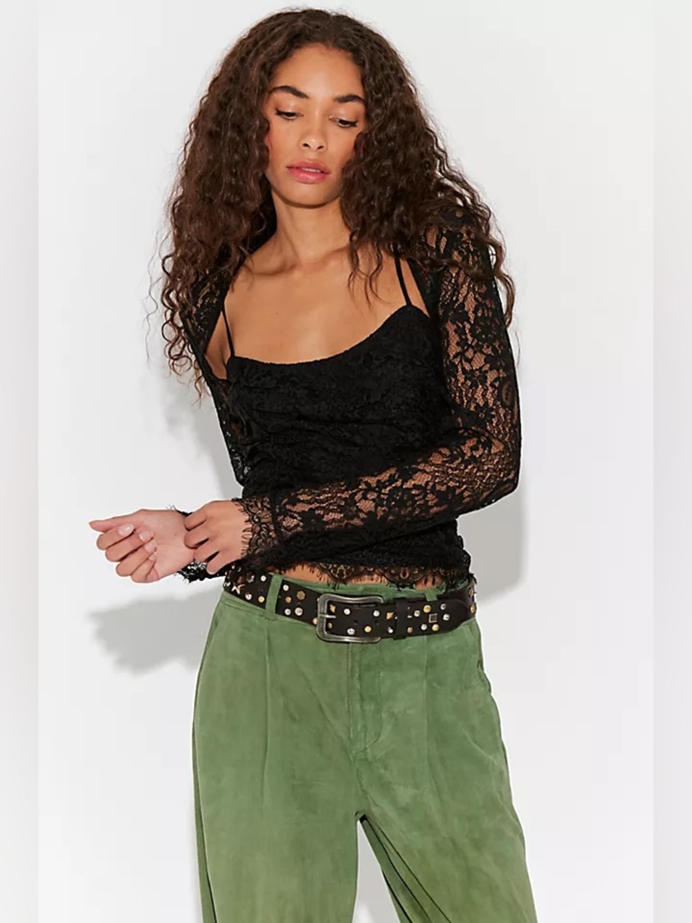 NWT FREE PEOPLE Paloma Lace Top Black Size Small